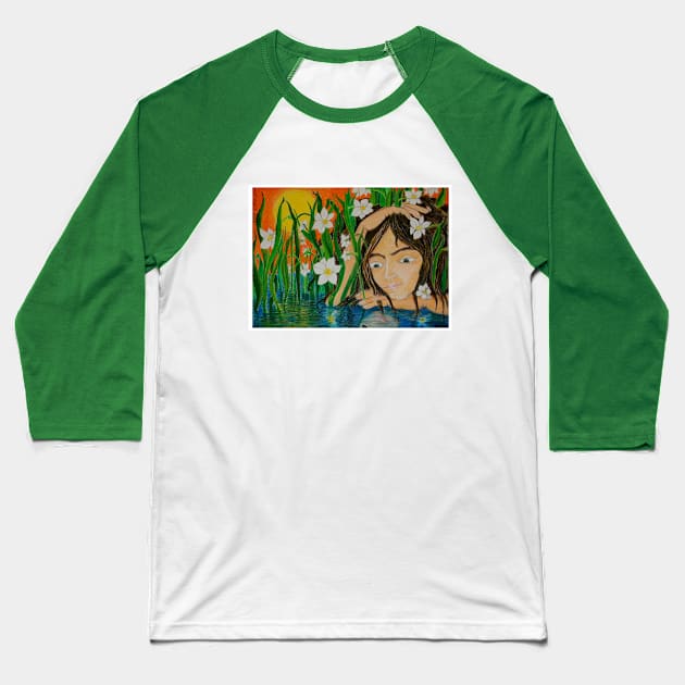 Narcissus and his reflection Baseball T-Shirt by Daphna Rosin